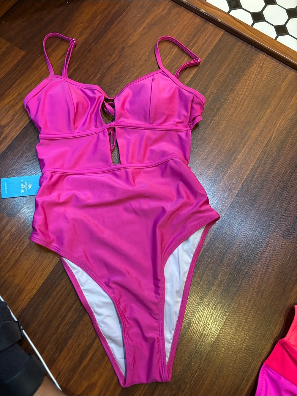 Cupshe Hot Pink Women’s One-Piece Swimsuit with Cutout Detail